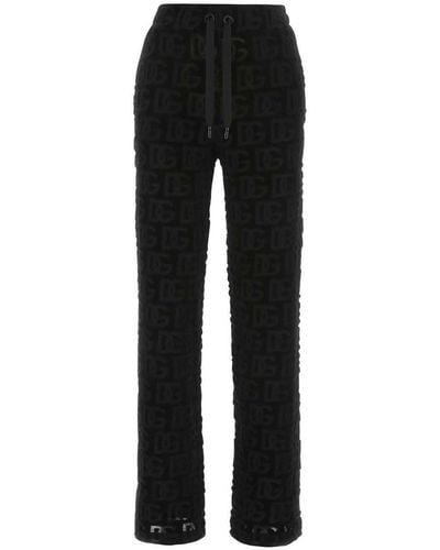 Dolce & Gabbana Logo-jacquard Flared Pants - Black