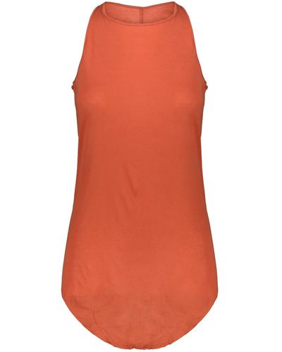 Rick Owens Fine-knit Tank Top In Orange Clothing