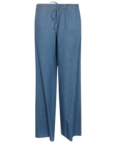 Ermanno Scervino Denim Laced Straight Trousers - Blue