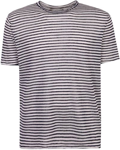 Original Vintage Style Striped Detail T-Shirt - Blue