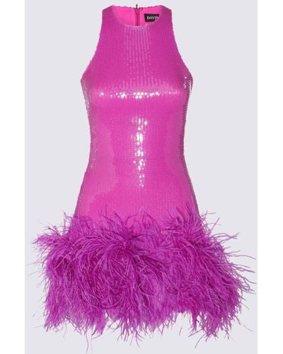 David Koma Feather Trim Sequin Mini Dress - Purple