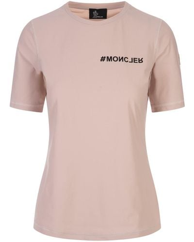 3 MONCLER GRENOBLE Sensitive Technical Jersey T-Shirt With Logo - Pink
