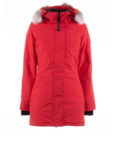 Canada Goose Parka With Logo On The Sleeve - Red
