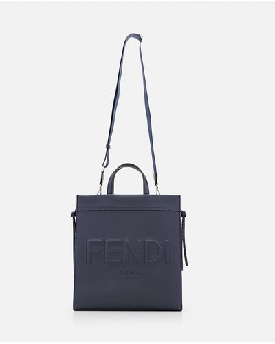 Fendi Leather Tote Bag - Blue