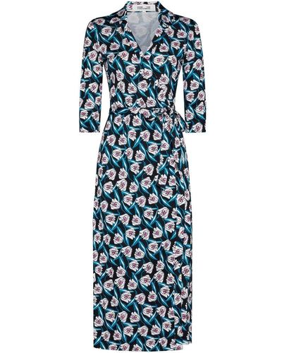 Diane von Furstenberg Abigail Print Silk Midi Wrap Dress - Blue