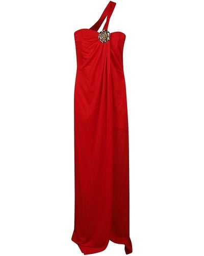 Blumarine Off-Shoulder Long Dress - Red