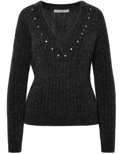 Alessandra Rich Grey Virgin Wool Blend Jumper - Black