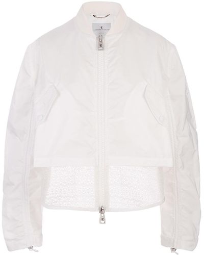 Ermanno Scervino Short Windbreaker Jacket With Sangallo Lace - White