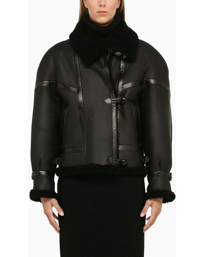 Saint Laurent Leather And Shearling Jacket - Black
