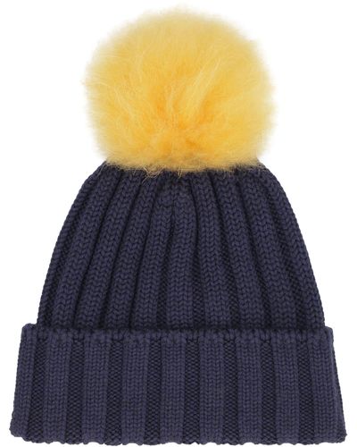 Woolrich Knitted Wool Hat With Pom-pom - Blue