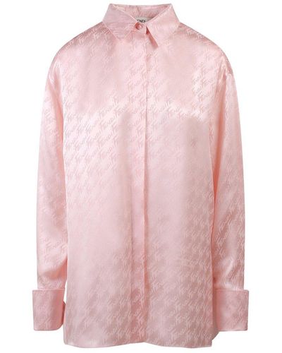 Fendi Allover Logo Long-sleeved Shirt - Pink