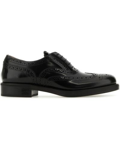 Miu Miu Leather Churchs X Lace-Up Shoes - Black