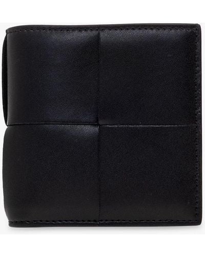 Bottega Veneta Leather Folding Wallet - Black