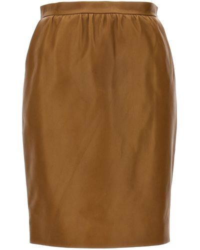 Saint Laurent Leather Skirt Skirts - Brown