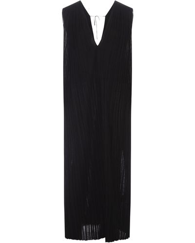 Jil Sander Long Pleated Dress - Black