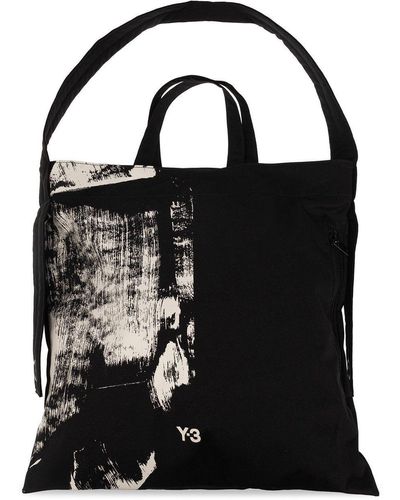 Y-3 Logo Printed Tote Bag - Black