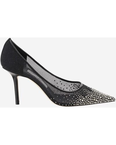 Jimmy Choo Love 85Mm Tulle Court Shoes With Rhinestones - Grey