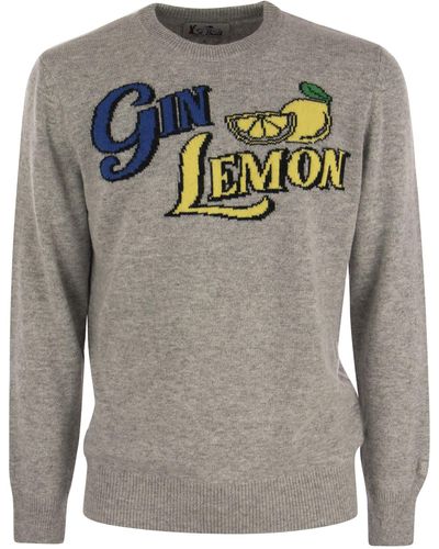 Mc2 Saint Barth Gyn Lemon Wool And Cashmere Blend Sweater - Gray