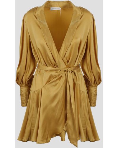 Zimmermann Silk Wrap Mini Dress - Yellow