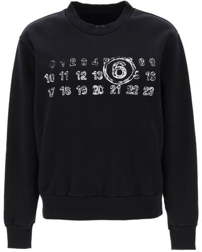 MM6 by Maison Martin Margiela Logo Cotton Sweatshirt - Black