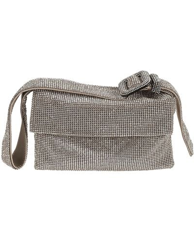 Benedetta Bruzziches Crystal Embellished Flap Shoulder Bag - Gray