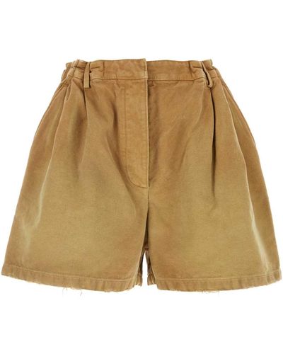 Prada Camel Canvas Shorts - Natural
