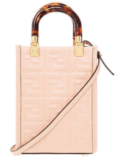 Fendi Sunshine Logo Embossed Mini Shoulder Bag - Pink
