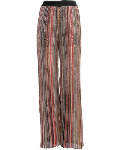Missoni Vertical Striped Knit Pants - Brown