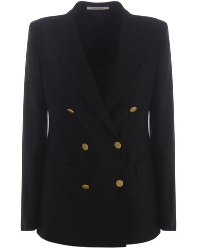 Tagliatore Double-breasted Jacket J-parigi Made Of Viscose Blend - Black
