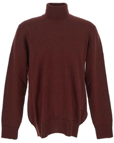 Etro Pegaso Embroidered Turtleneck Sweater - Purple