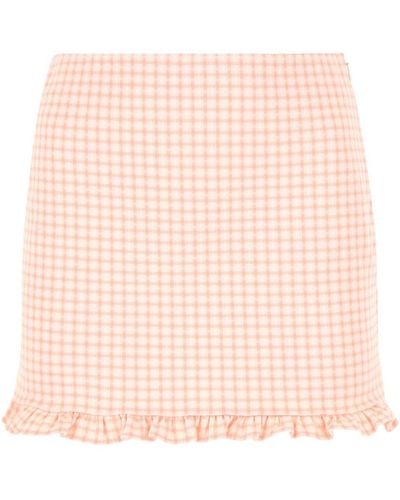 Miu Miu Embroidered Stretch Nylon Mini Skirt - Pink