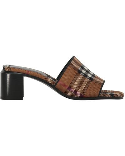 Burberry Fabric Mules - Brown