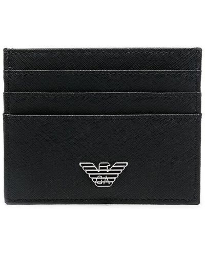Emporio Armani Leather Credit Card Case - Black