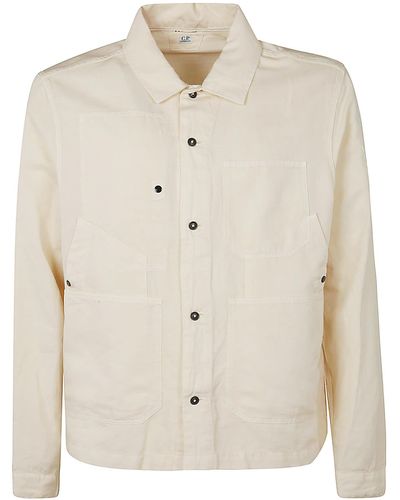 C.P. Company Multi Patched Pocket Buttoned Overshirt - Natural