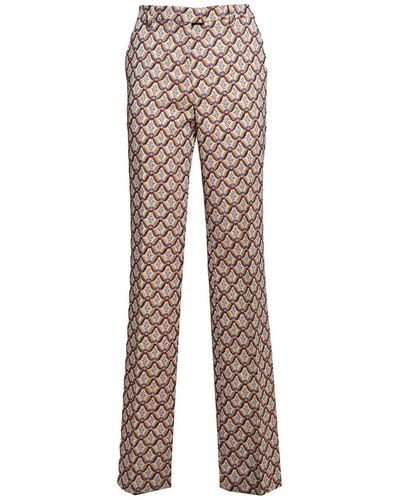 Etro Allover Floral Printed Straight-leg Trousers - Brown