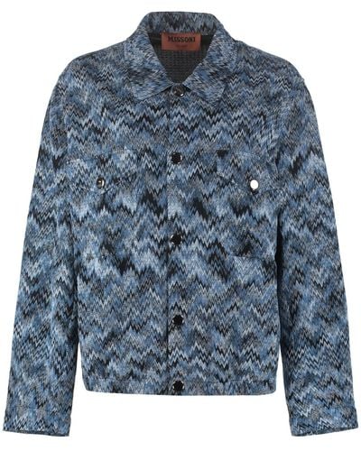 Missoni Chevron Motif Knitted Jacket - Blue