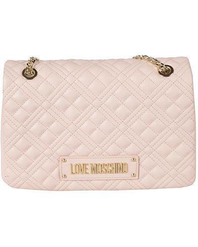 Love Moschino Logo Embossed Quilted Chain Shoulder Bag - Pink