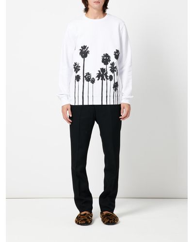 Christian Pellizzari Sweatshirt With Black Print Palms - White