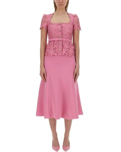 Self-Portrait Tailored Lace Midi Dress - Pink