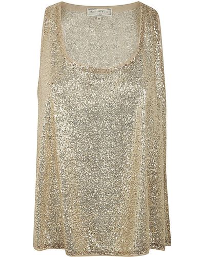 Antonelli Cecil Top With Paillettes - Natural