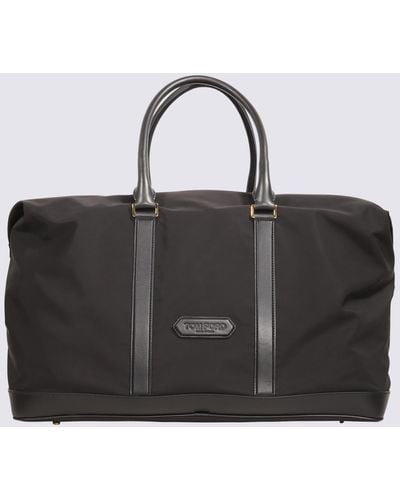 Tom Ford Leather And Nylon Logo Patch Duffel Bag - Black