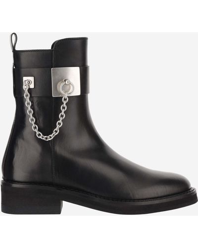Sartore Smooth Leather Ankle Boot With Chain - Black