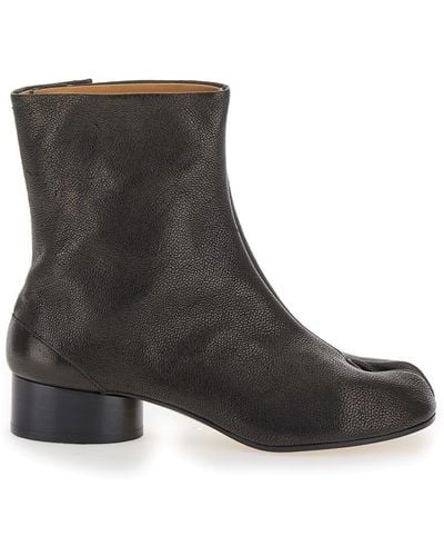 Maison Margiela Tabi Black Ankle Boots In Leather