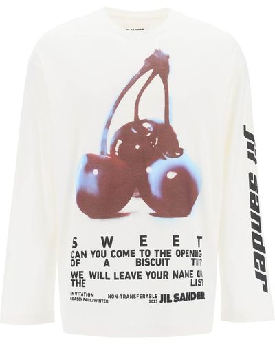Jil Sander Long-sleeved T-shirt With Print - White