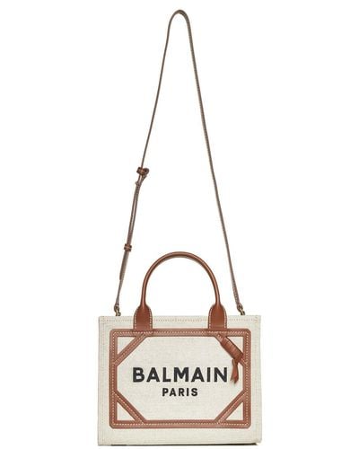 Balmain Logo Embroidered B-army Small Tote Bag - Metallic