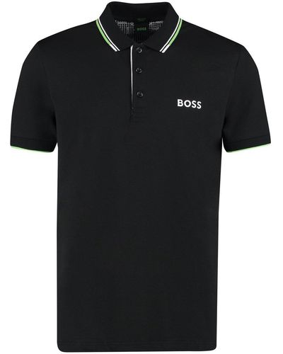 BOSS Logo Embroidered Short-Sleeved Polo Shirt - Black