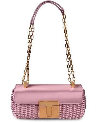 Tom Ford Flap Front Woven Chain Shoulder Bag - Purple