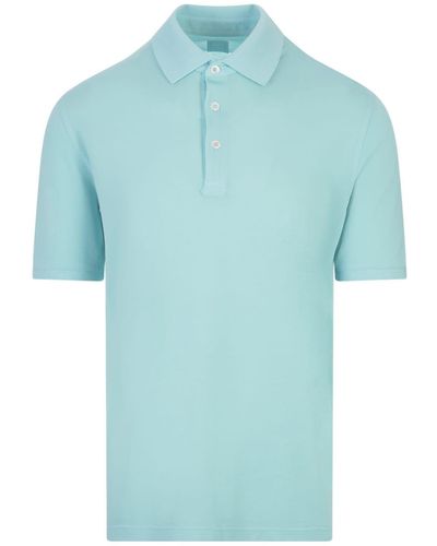 Fedeli Light Cotton Piquet Polo Shirt - Blue