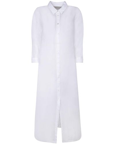 120% Lino Linen Chemisier Dress - White