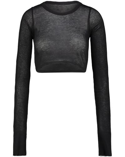 Rick Owens Long Sleeve Crop T-shirt Clothing - Black